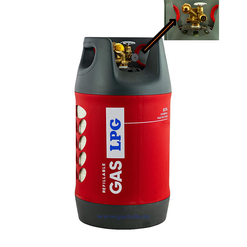 GasBank DUO 11kg - Flüssiggasflasche mit Einlass und Auslass (ohne Füllstandsanzeige)